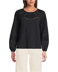 Lands' End Women's Long Sleeve Slub Pintuck Top