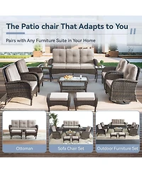 Gymojoy SleekArm Wicker Outdoor Ottoman with Olefin Cushions Set of 2