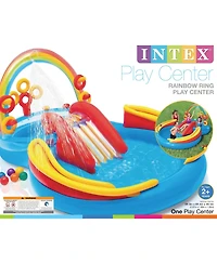 Intex 9.75ft x 6.3ft x 53in Rainbow Slide Kids Play Inflatable Pool Ring Center