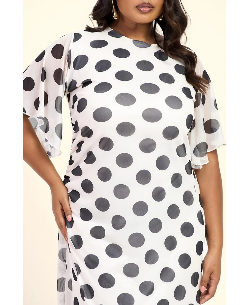 Fashion-szn Curve Women's Large Polka Dot Ruched Side Maxi Dress