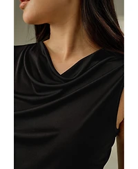 Lilysilk Women's Silk Jersey Cowl-neck Sleeveless Top