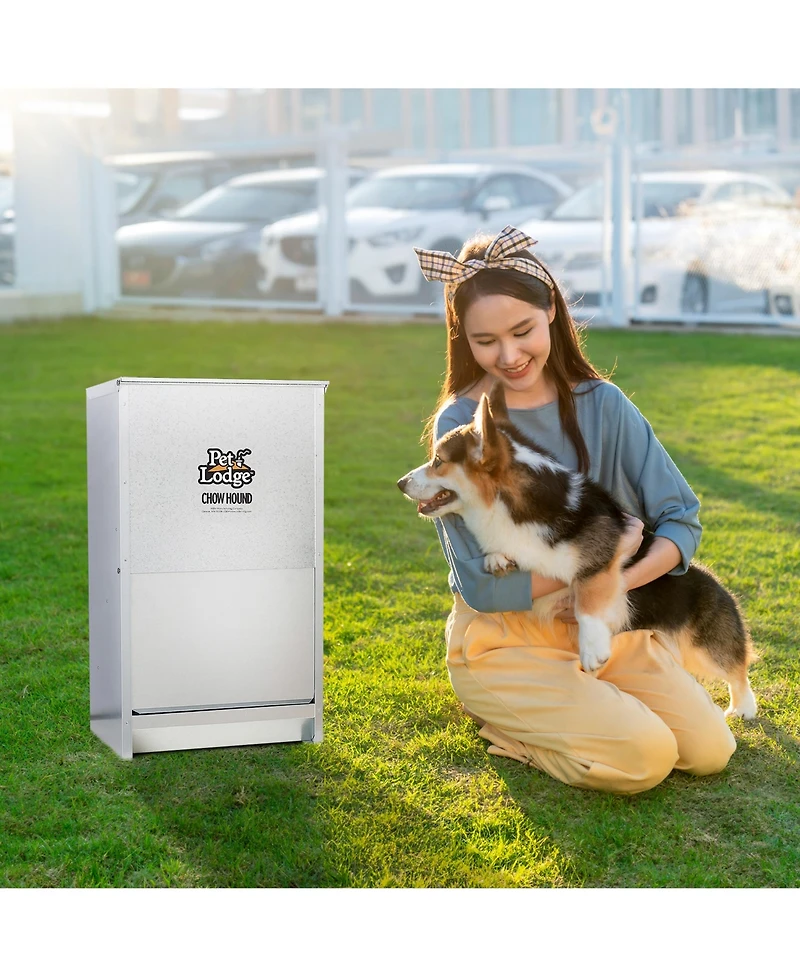 Pet Lodge Dry Food Automatic Steel Dog Feeder Chow Hound w/ 50 Pound Capacity