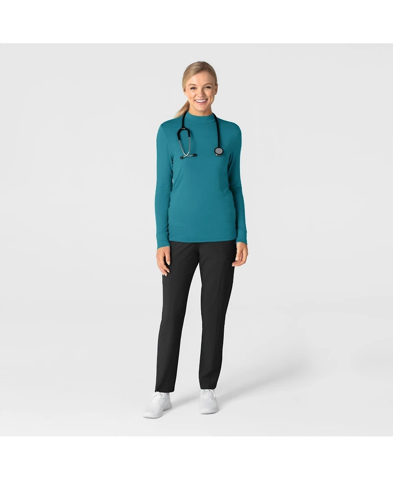 Wink Layers Women's Long Sleeve Mock Neck Silky Tee