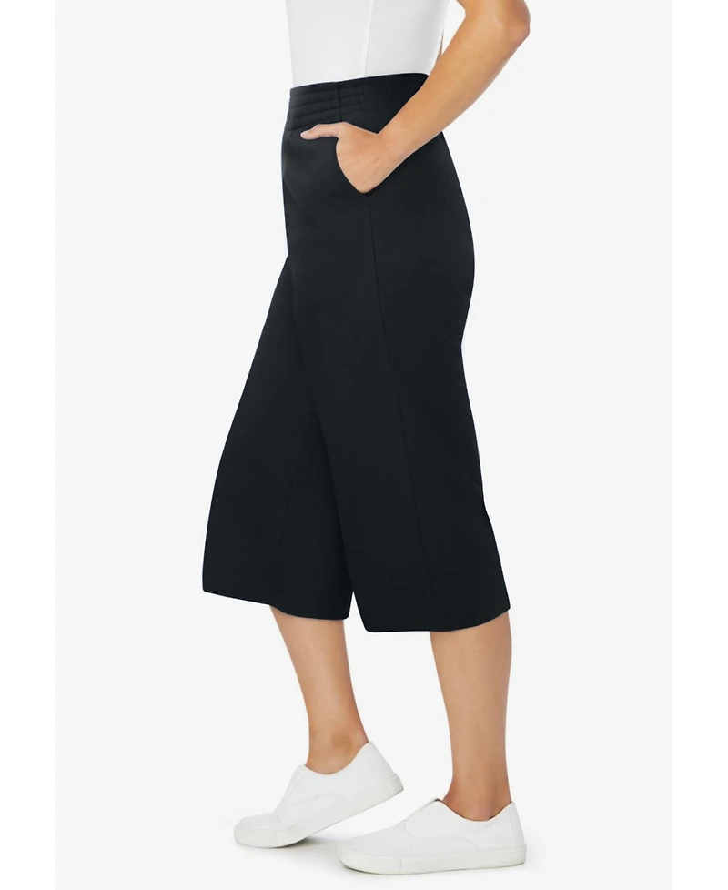 Woman Within Women's Elastic-Waist Knit Capri Pant