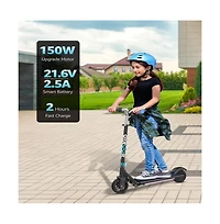 Kids' Electric Scooter with Led Display, 150W High-Power Motor, Dual Brake System
