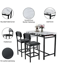 Casainc 3 Piece Dining Table Set with 2 Upholstered Chairs for Kitchen or Small Apartment
