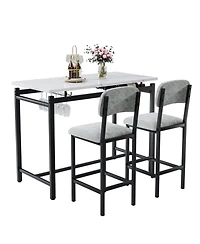 Casainc 3 Piece Dining Table Set with 2 Upholstered Chairs for Kitchen or Small Apartment