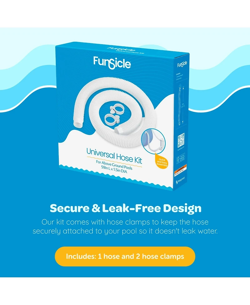 Funsicle 59"x1.5" Universal Replacement Hose Kit for Above Ground Swimming Pool