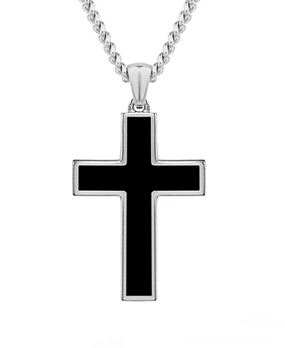 Vincero Men's Stone Cross Pendant Black Onyx 925 Sterling Silver, Large