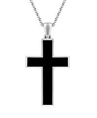 Vincero Men's Stone Cross Pendant Black Onyx 925 Sterling Silver, Large