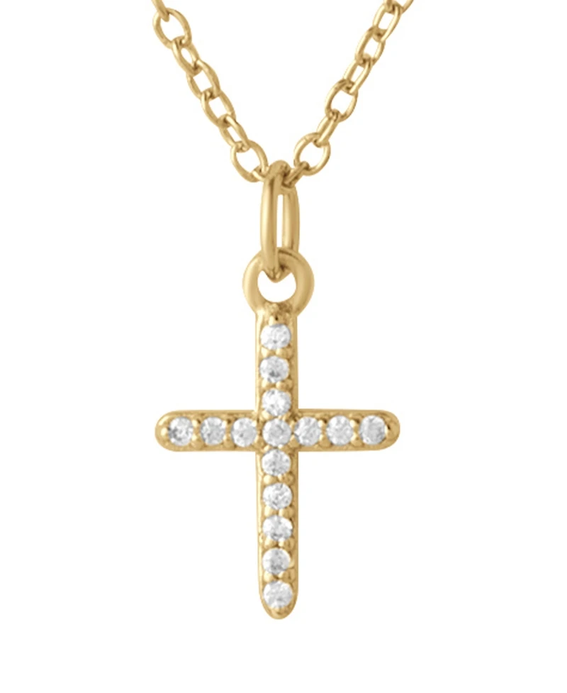 Vincero Women's Pave Cross Necklace – Sapphire Pendant in 14K Gold, 17.5"