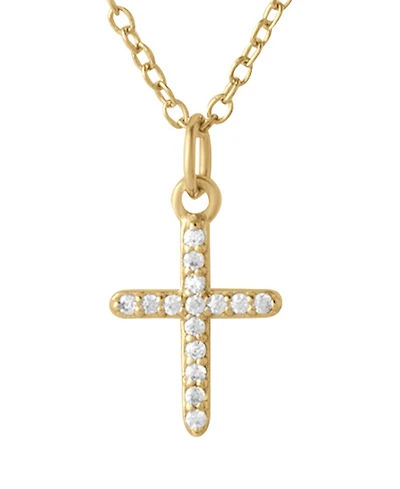 Vincero Women's Pave Cross Necklace – Sapphire Pendant in 14K Gold, 17.5"