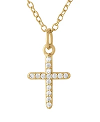 Vincero Women's Pave Cross Necklace – Sapphire Pendant in 14K Gold, 17.5"