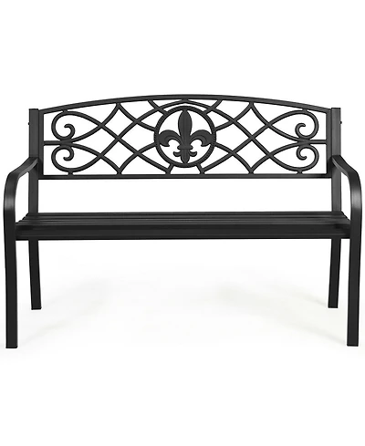 Gymax Garden Bench Loveseat Outdoor Garden Park w/ Steel Frame Backrest