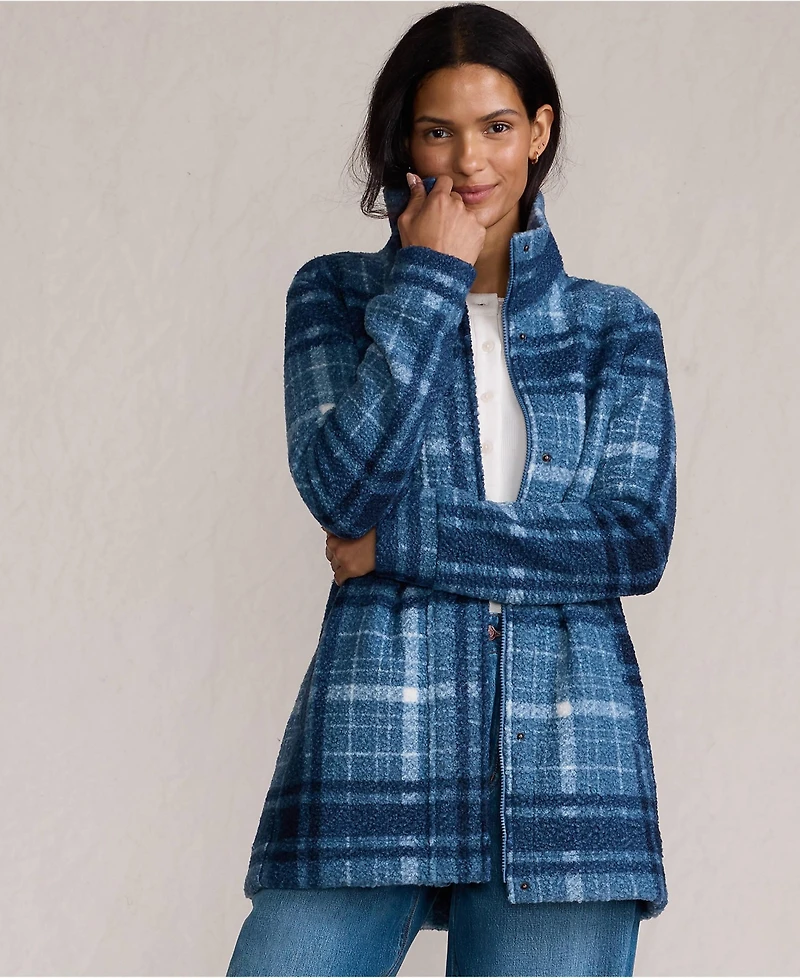 Lands' End Women's Print Boucle Fleece Coat
