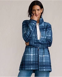 Lands' End Women's Print Boucle Fleece Coat
