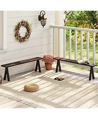 Gymax 3-Person Outdoor Bench Set of 2 w/ 800 Lbs Bearing Capacity for Garden