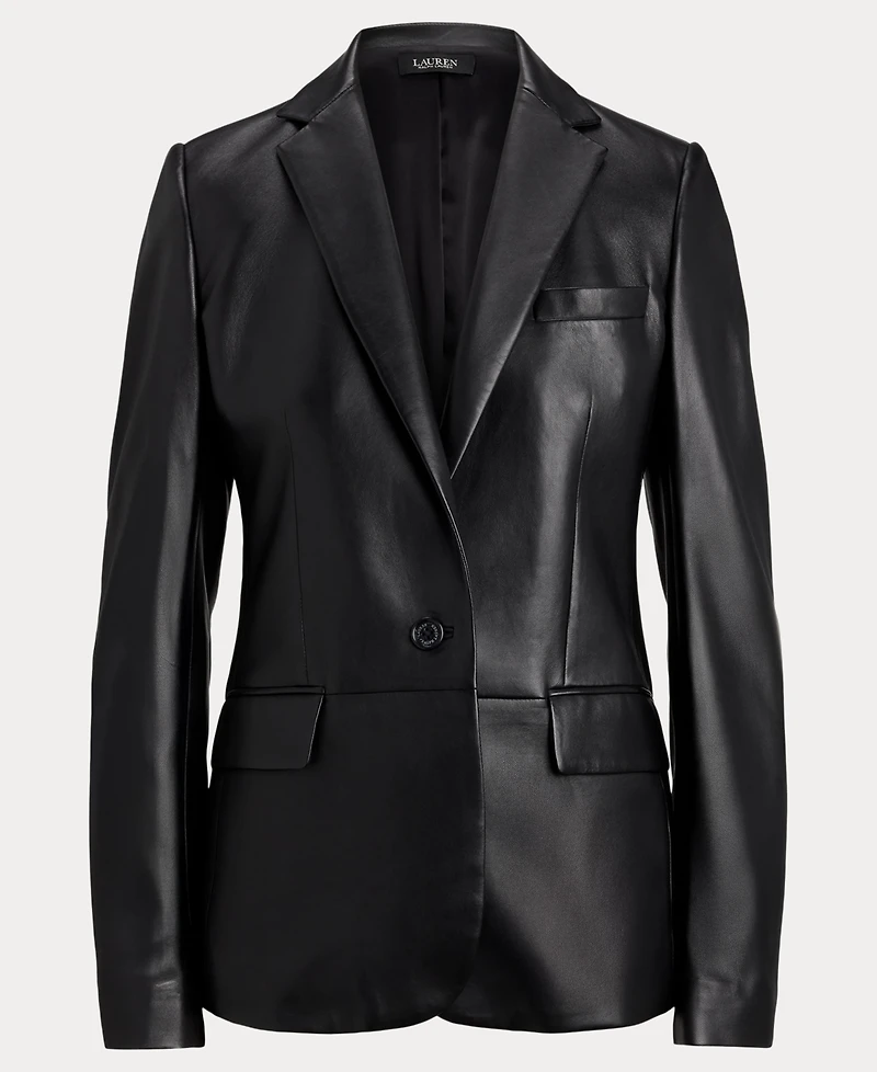 Lauren Ralph Single-Button Lambskin Blazer