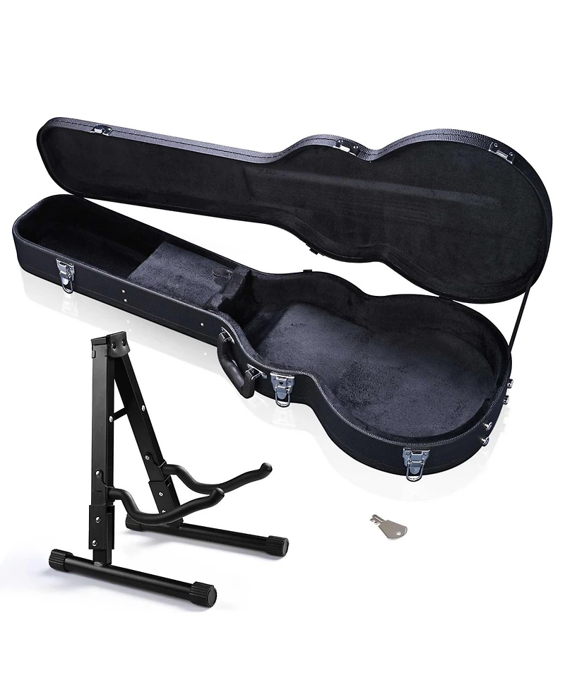Yescom Electric Guitar Hard Case for Lp Les Paul Style w/ Folding Guitar Floor Stand