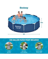 Bestway Steel Pro 10'x30" Round Above Ground Swimming Pool Set with Filter Pump