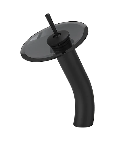 Waterfall Tall Spout Single Hole Single-Handle Vessel Sink Faucet Vanity In Matte Black