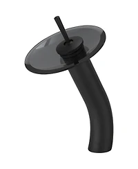 Waterfall Tall Spout Single Hole Single-Handle Vessel Sink Faucet Vanity In Matte Black