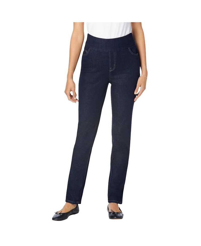 Woman Within Women's Tall Flex-Fit Pull-On Slim-Leg Denim Jean