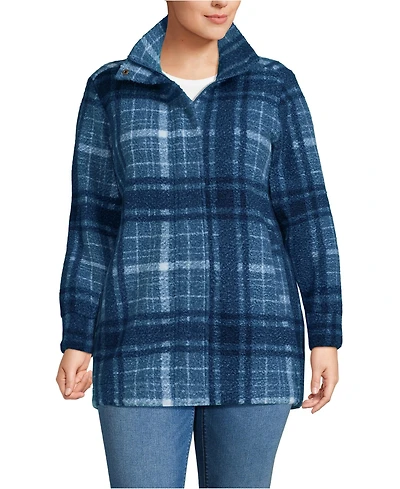 Lands' End Plus Print Boucle Fleece Coat