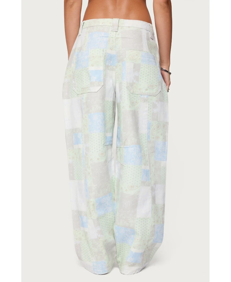 Edikted Women's Patchwork Low Rise Baggy Jeans