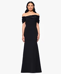 Betsy & Adam Women's Long Off-the-Shoulder Dress