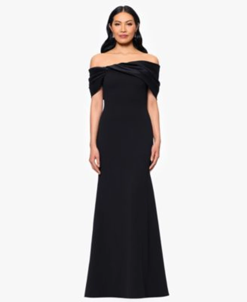 Betsy Adam Womens Long Off The Shoulder Dress