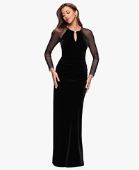 Betsy Adam Womens Velvet Long Keyhole Neck Dress 4 24w
