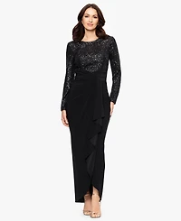 Betsy and Adam Women's Long Sleeve Sequined Dress