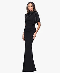Betsy & Adam Women's Long Scuba Crepe Studded Dress