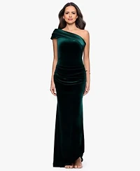 Betsy Adam Womens Long Velvet One Shoulder Gown 2p 16
