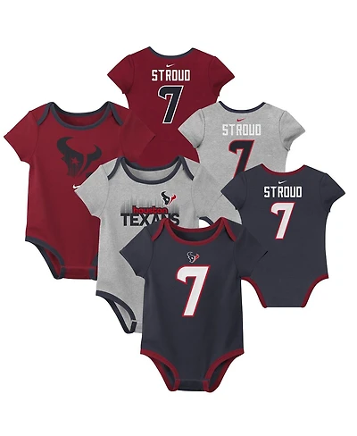 Nike Baby Boys and Girls 3-pack C.j. Stroud Houston Texans Name Number Bodysuit Set
