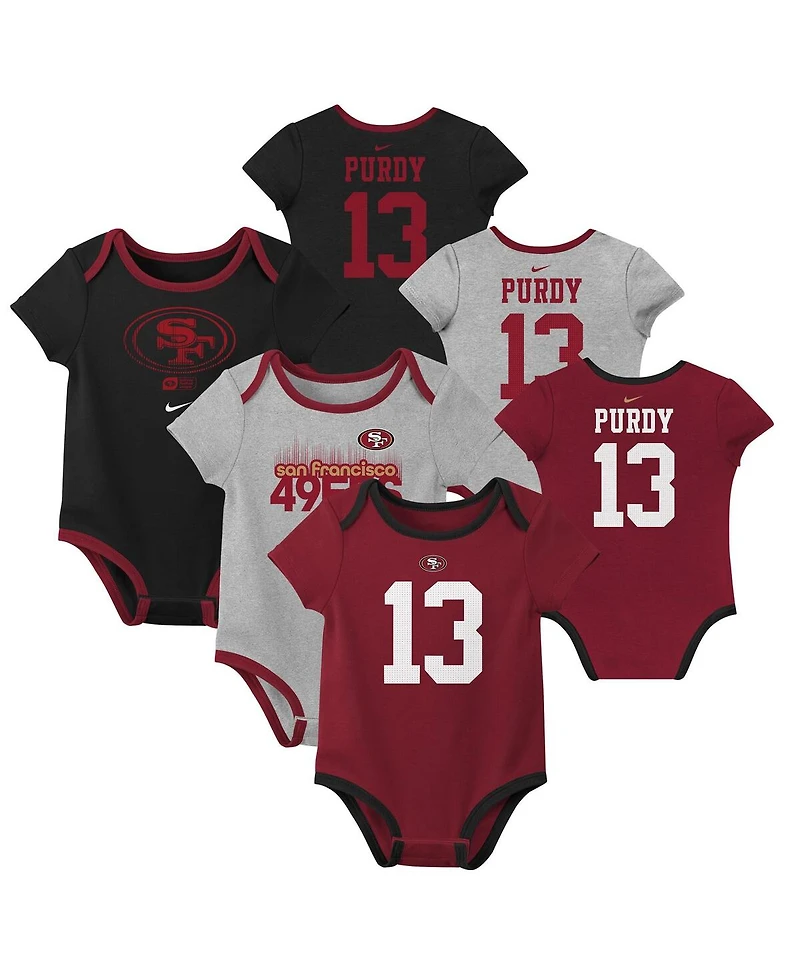 Nike Baby Boys and Girls 3-Pack Brock Purdy San Francisco 49ers Name Number Bodysuit Set