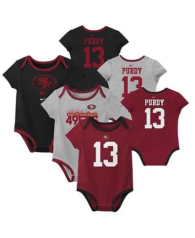Nike Baby Boys and Girls 3-Pack Brock Purdy San Francisco 49ers Name Number Bodysuit Set