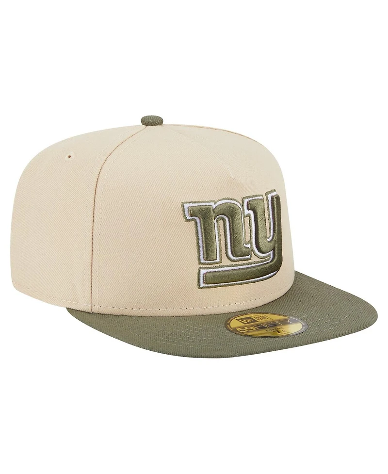 New Era Men's Light Beige/Olive York Giants Color Pack A-Frame 59FIFTY Fitted Hat