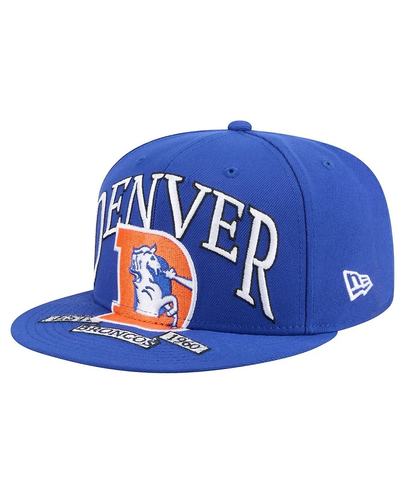 New Era Men's Royal Denver Broncos Throwback Oversized 59FIFTY Fitted Hat
