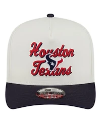 New Era Men's Cream/Navy Houston Texans Chainstitch A-Frame 9FIFTY Adjustable Hat
