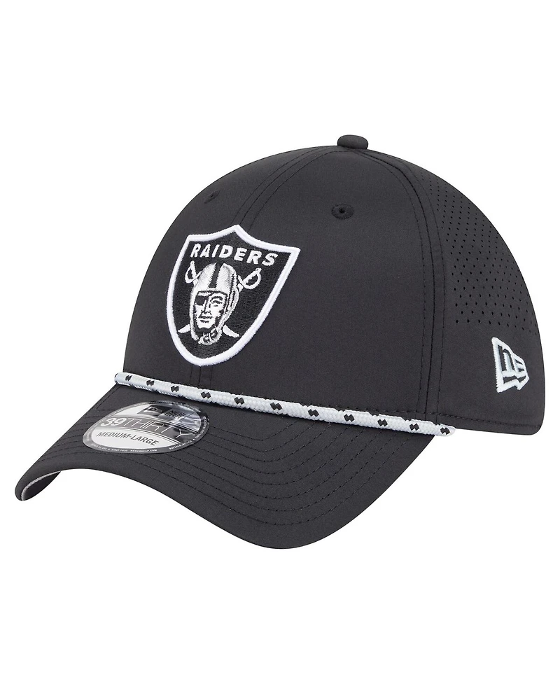 New Era Men's Black Las Vegas Raiders Perforated 39THIRTY Flex Hat