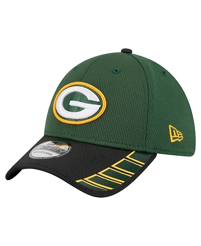 New Era Men's Green Green Bay Packers Visor Hit 39THIRTY Flex Hat