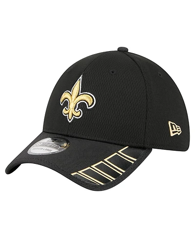 New Era Men's Black Orleans Saints Visor Hit 39THIRTY Flex Hat