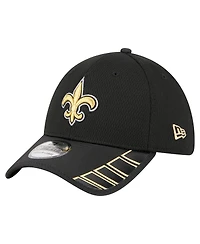 New Era Men's Black Orleans Saints Visor Hit 39THIRTY Flex Hat