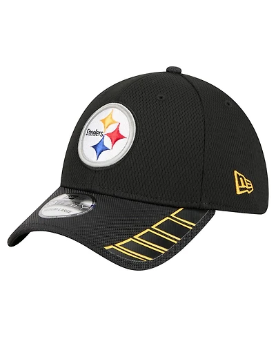New Era Men's Black Pittsburgh Steelers Visor Hit 39THIRTY Flex Hat