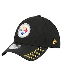 New Era Men's Black Pittsburgh Steelers Visor Hit 39THIRTY Flex Hat