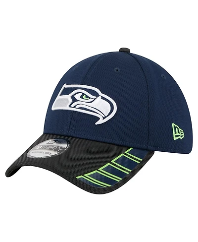New Era Men's College Navy Seattle Seahawks Visor Hit 39THIRTY Flex Hat