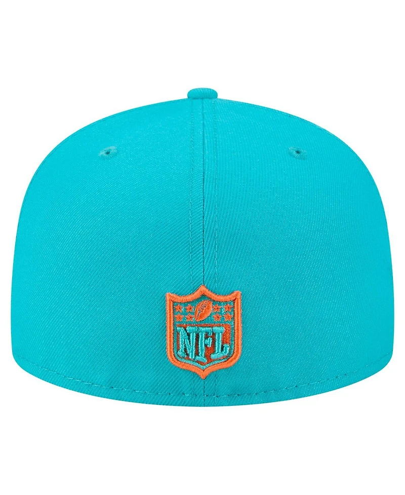 New Era Men's Aqua Miami Dolphins Oversized 59FIFTY Fitted Hat