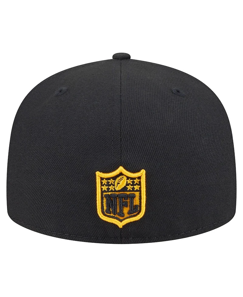 New Era Men's Black Pittsburgh Steelers Oversized 59FIFTY Fitted Hat